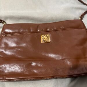 Anne Klein brown leather crossbody bag 8x10